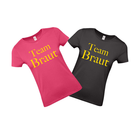 Damen T-Shirt "Team Braut" - schwarz oder fuchsia